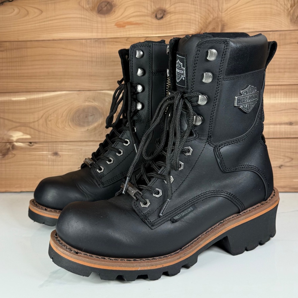 Harley Davidson Men's Tyson Logger Black Motorcycle Boots (D95188) Size 9.5 M